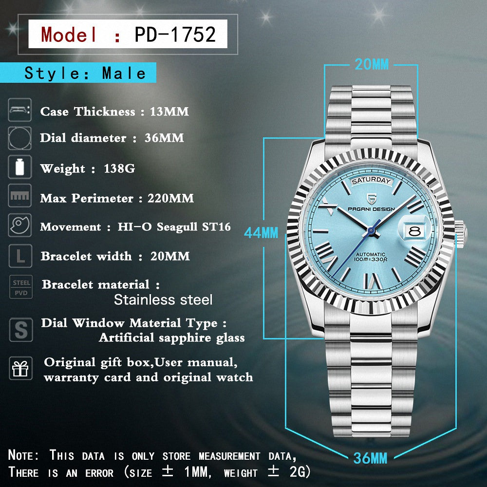 Pagani Design Daydate Automatic Men's watch