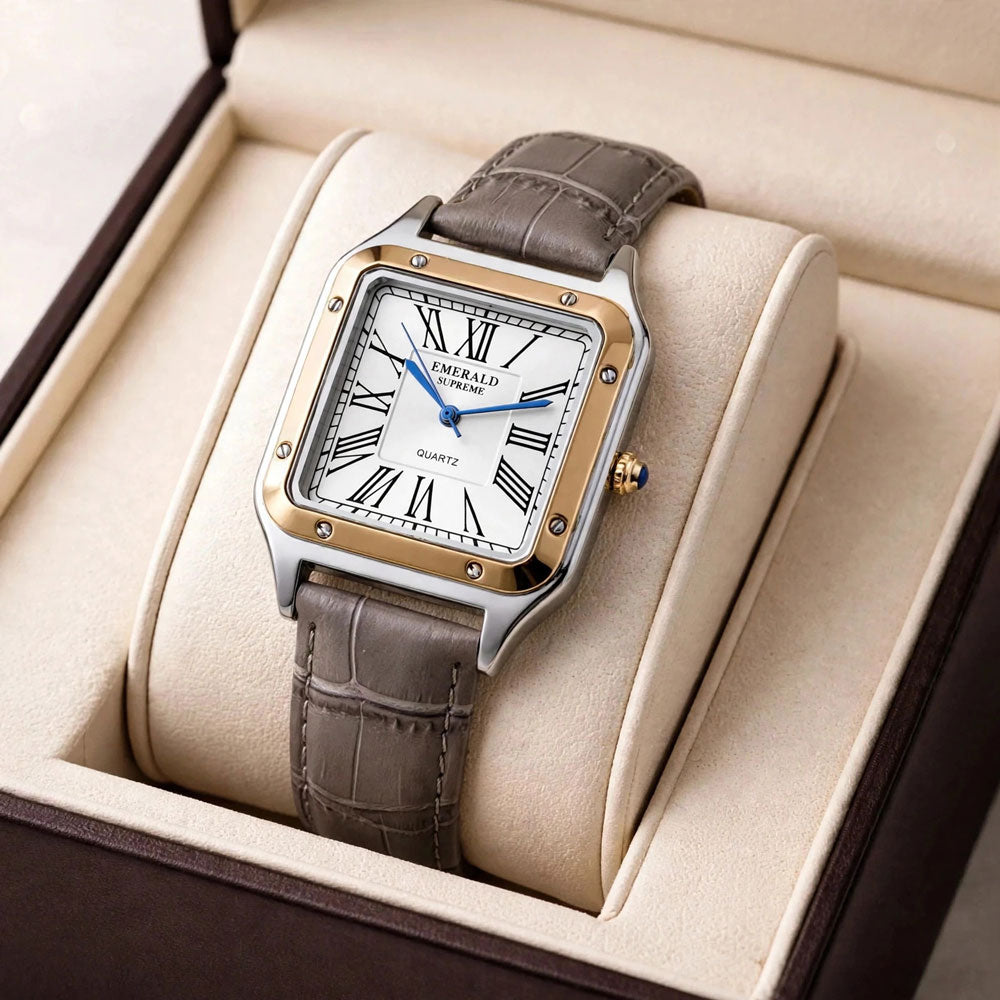 Emerald Santos ES-2030 White dial Gray Leather Two-Tone Men's Watch Secondary image