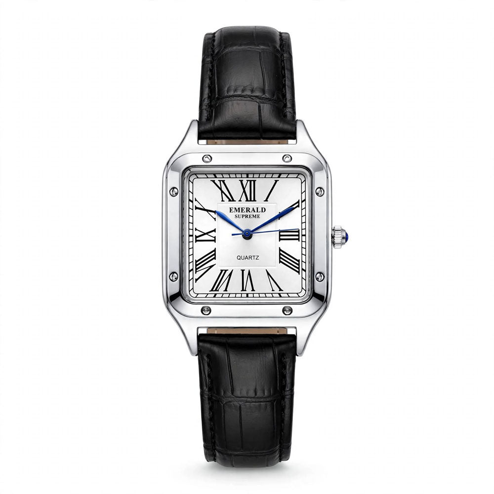 Emerald Santos ES-2029 White dial Black Leather Men's watch Main image