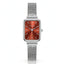 Sunlifex Women's Vintage Square Watch – Red dial Silver Mesh Strap