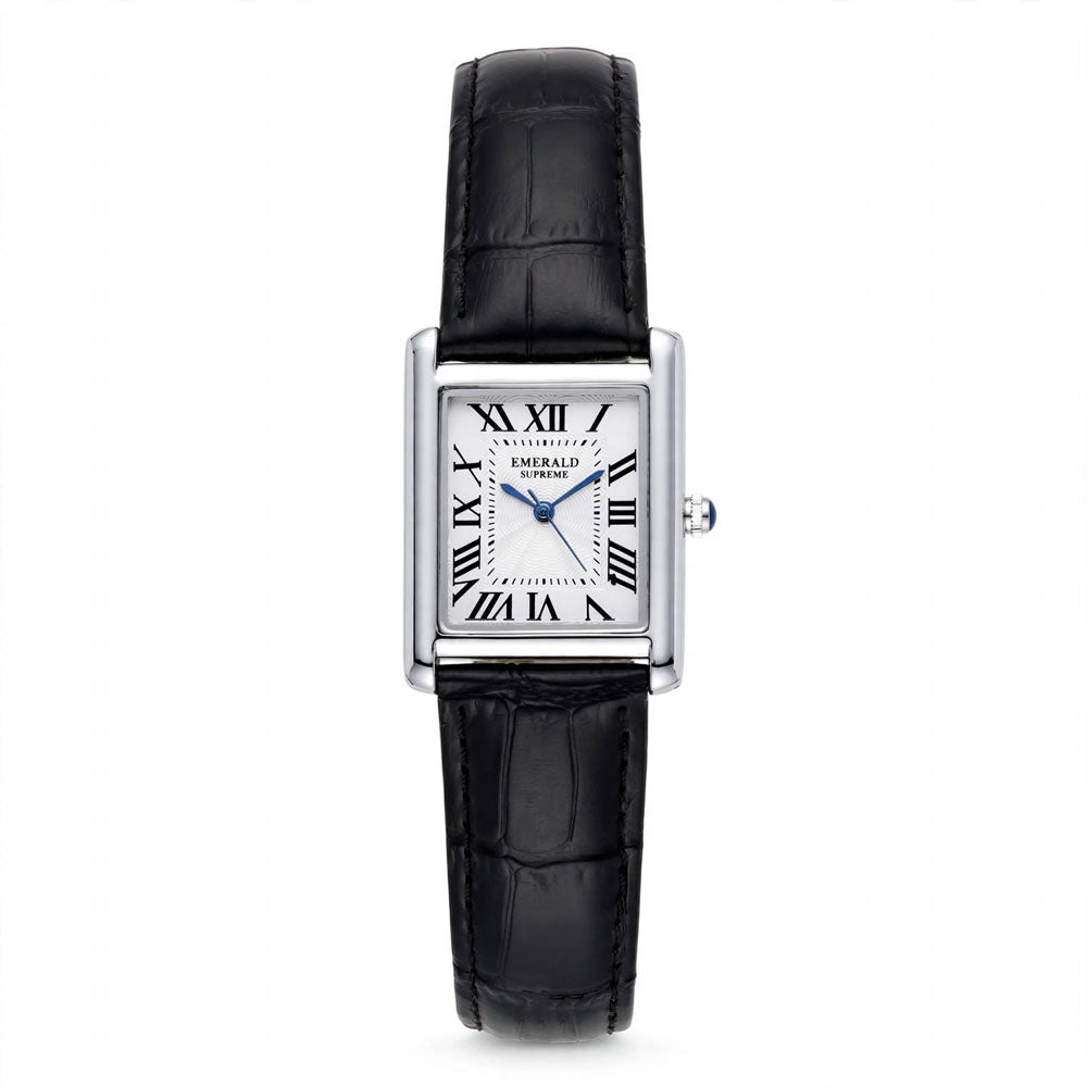 Emerald Tank Solo ES-2026 White Dial Black Men's Watch