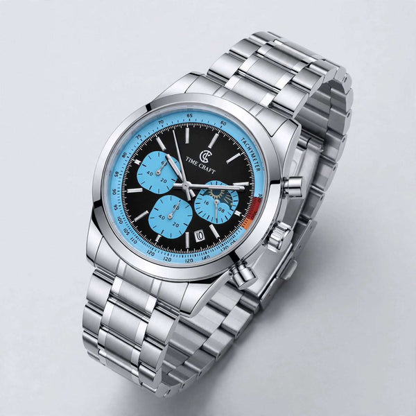 Time Craft TC-1615BL Chronograph black Dial silver Chain Watch
