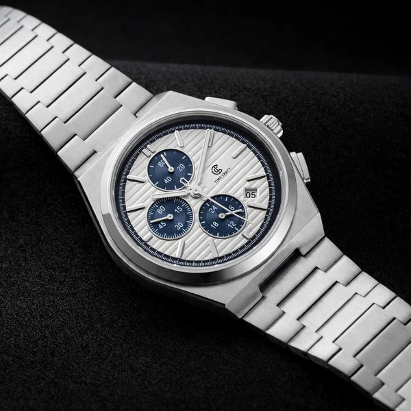 Time Craft PRX TC-1635-SW Chronograph White Dial silver Chain Watch