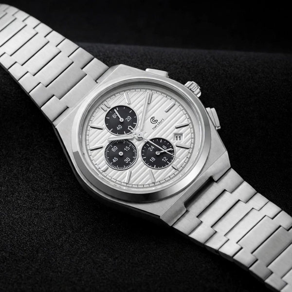 Time Craft PRX TC-1635-SWB Chronograph White Dial silver Chain Watch