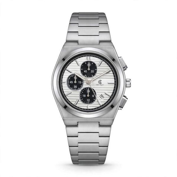 Time Craft PRX TC-1635-SWB Chronograph White Dial silver Chain Watch