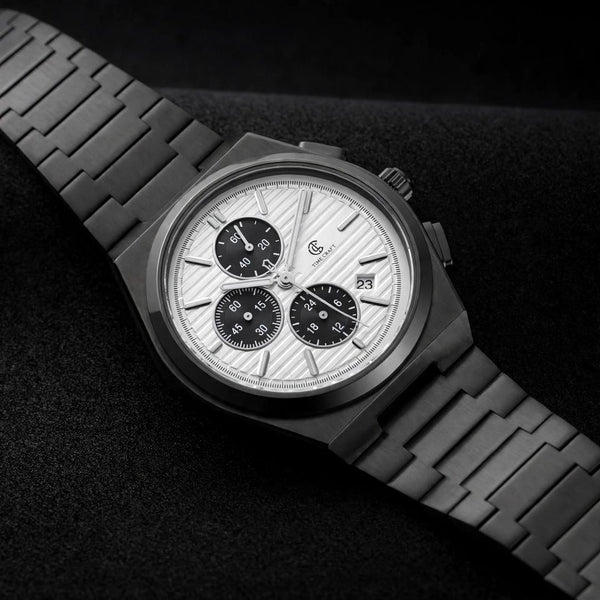 Time Craft PRX TC-1635-BB Chronograph White Dial Black Chain Watch