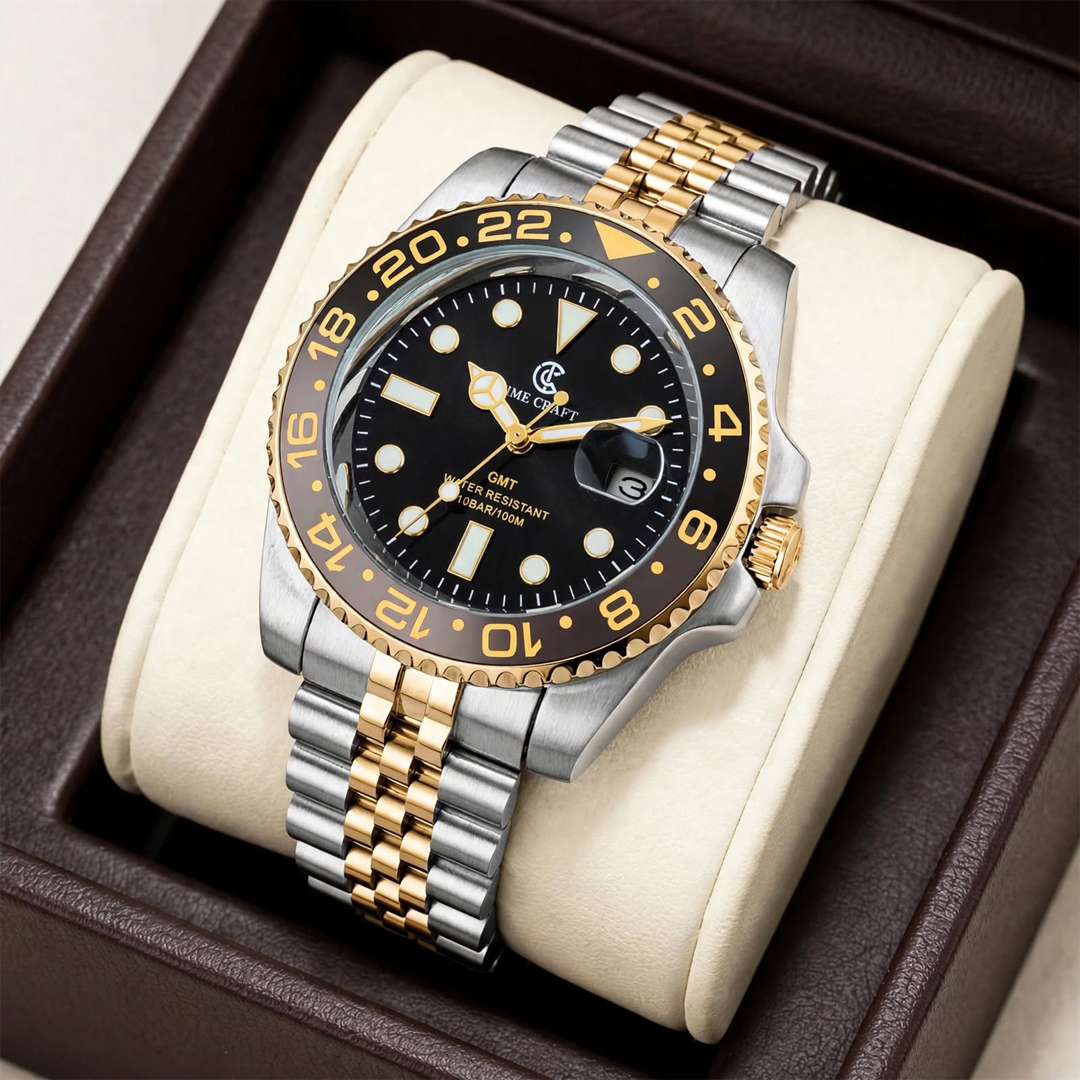 Time Craft GMT Master ii TC-1637-GB Black Dial Jubilee chain - Emerald Watches