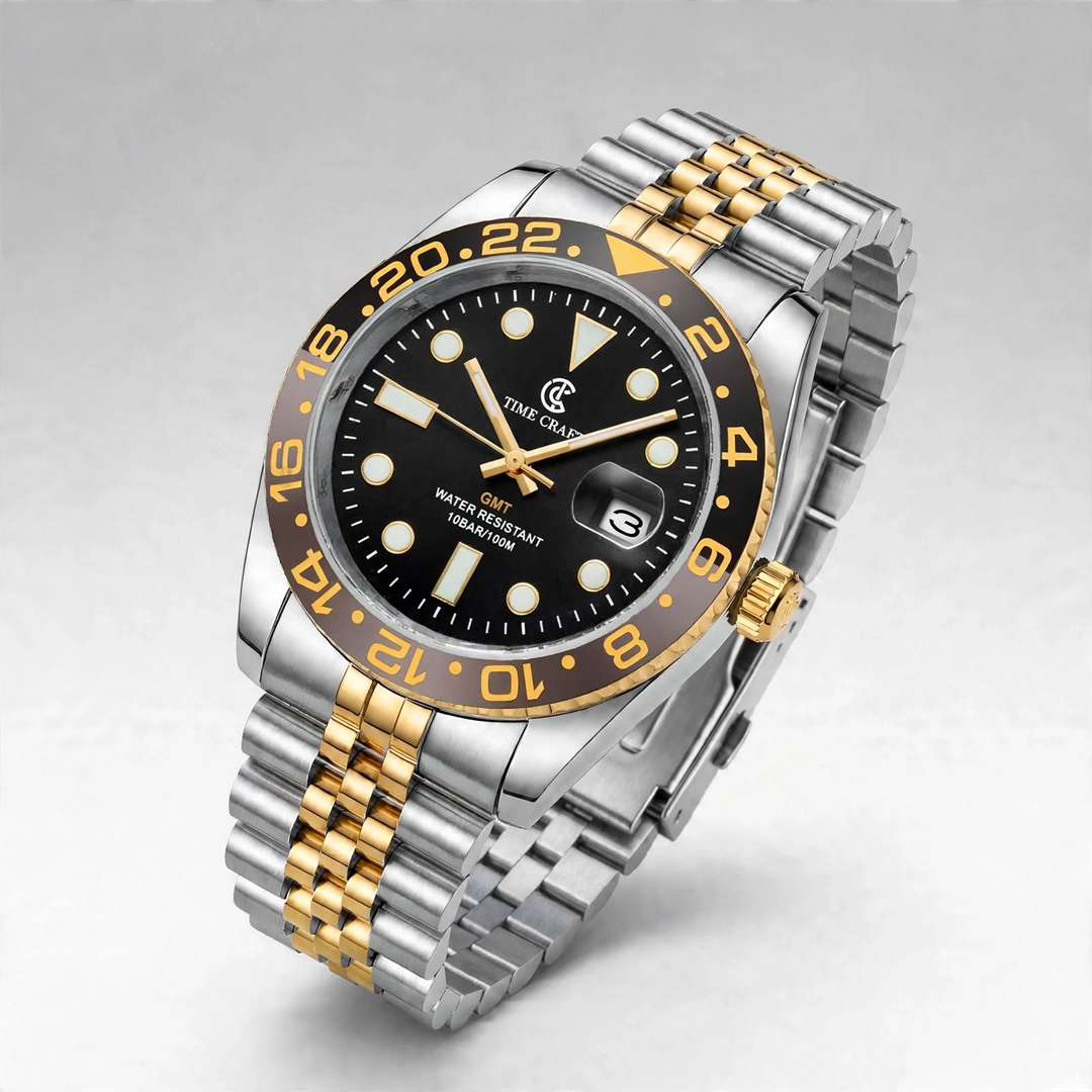 Time Craft GMT Master ii TC-1637-GB Black Dial Jubilee chain - Emerald Watches