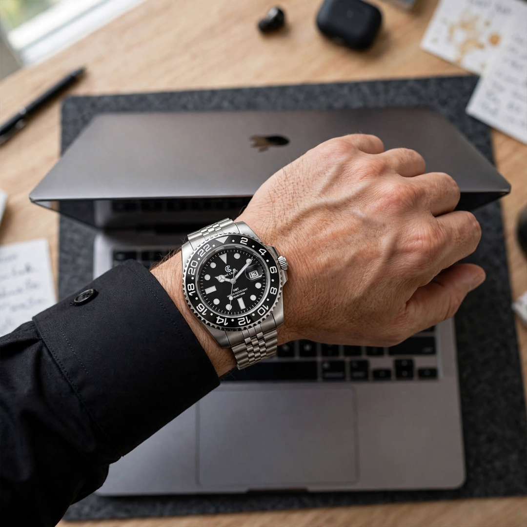 Time Craft GMT Master ii Tc-1637SS Black Dial Jubilee chain