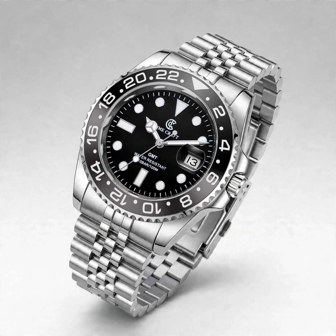Time Craft GMT Master ii Tc-1637SS Black Dial Jubilee chain