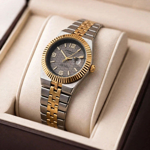 Emerald Land-Dweller ES-10187 Champagne  Dial Two tone  Bracelet Men's Watch