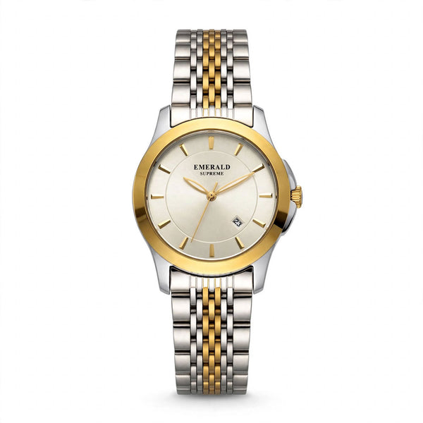 Emerald Infinity ES-9005 White Dial Two-Tone Bracelet Men's Watch