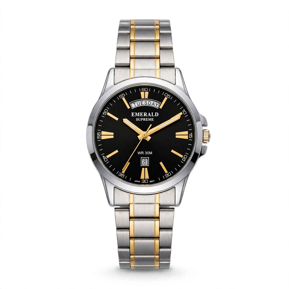 Emerald Edge ES-9008 Black Dial Two-Tone Bracelet Men's Watch Main image
