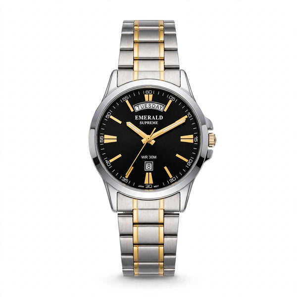 Emerald Edge ES-9008 Black Dial Two-Tone Bracelet Men's Watch