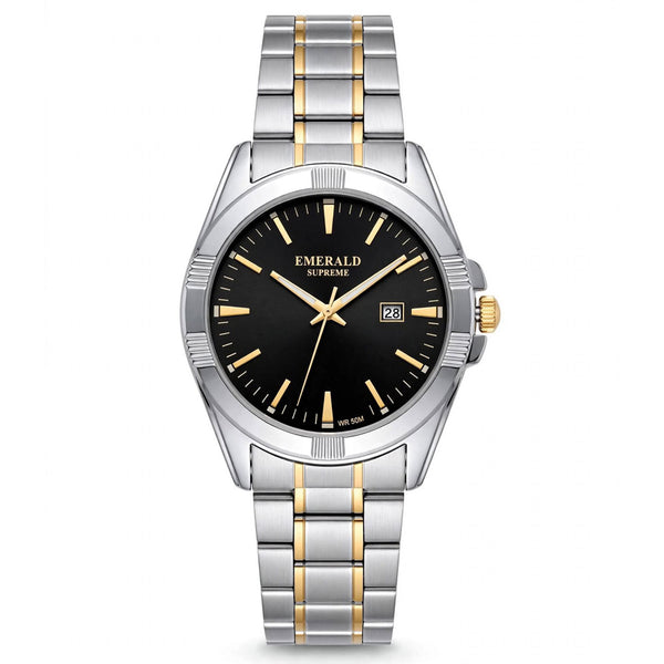 Emerald Prime  ES-9010 Black Dial Two-Tone Bracelet Men's Watch