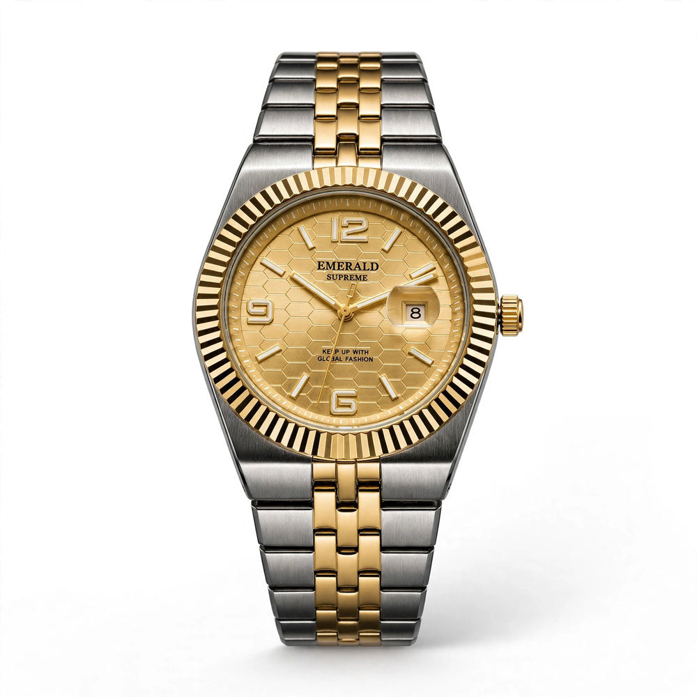 Emerald Land-Dweller ES-10188 Golden Dial Two tone  Bracelet Men's Watch