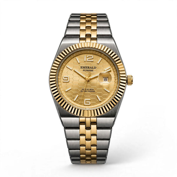 Emerald Land-Dweller ES-10188 Golden Dial Two tone  Bracelet Men's Watch