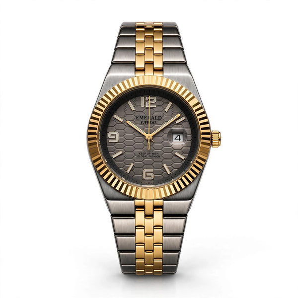 Emerald Land-Dweller ES-10187 Champagne  Dial Two tone  Bracelet Men's Watch