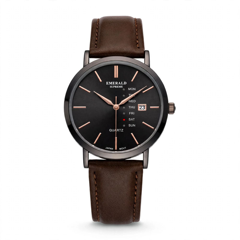 Emerald Heritage Edition ES-9112 Black Dial Brown Leather Men's Watch Main image