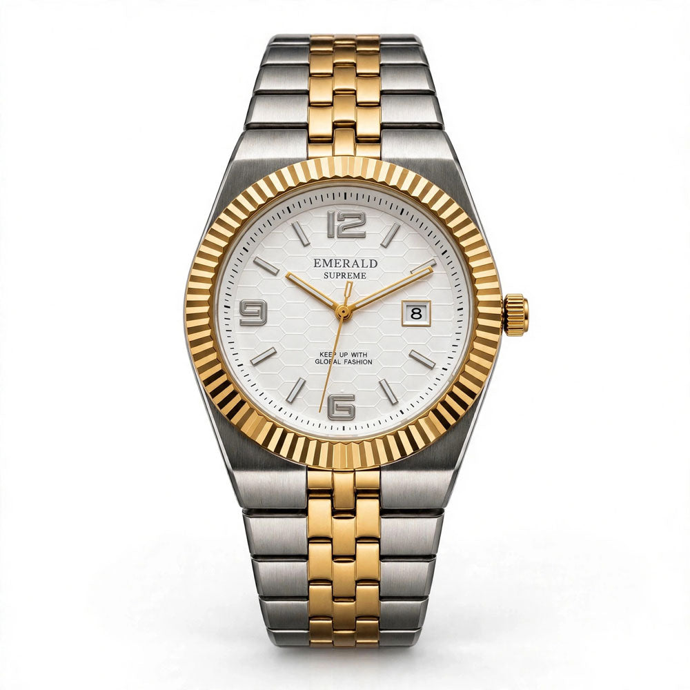 Emerald Land-Dweller ES-4099 White Dial Two tone  Bracelet Men's Watch