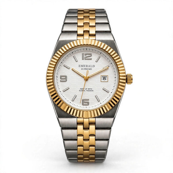Emerald Land-Dweller ES-4099 White Dial Two tone  Bracelet Men's Watch